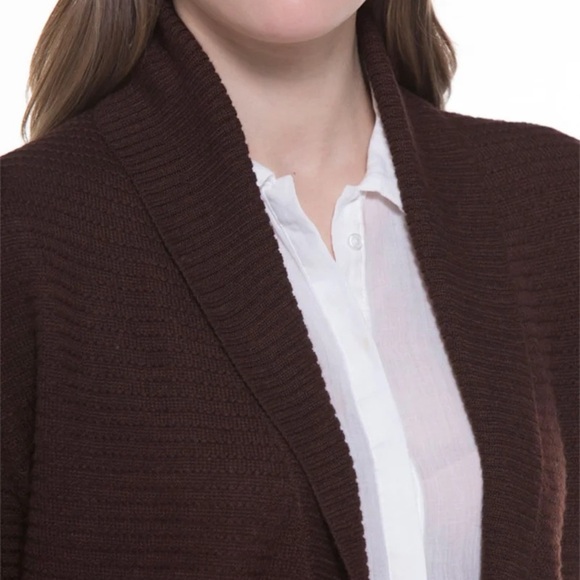 NWT Bonalla Ilian 100% Cashllama Open Ribbed Cardigan in "Dark Brown" Size Small - Picture 3 of 12